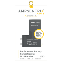 Replacement Battery For iPhone 15 Pro Max (Spot Welding Required) (AmpSentrix Core Extended)