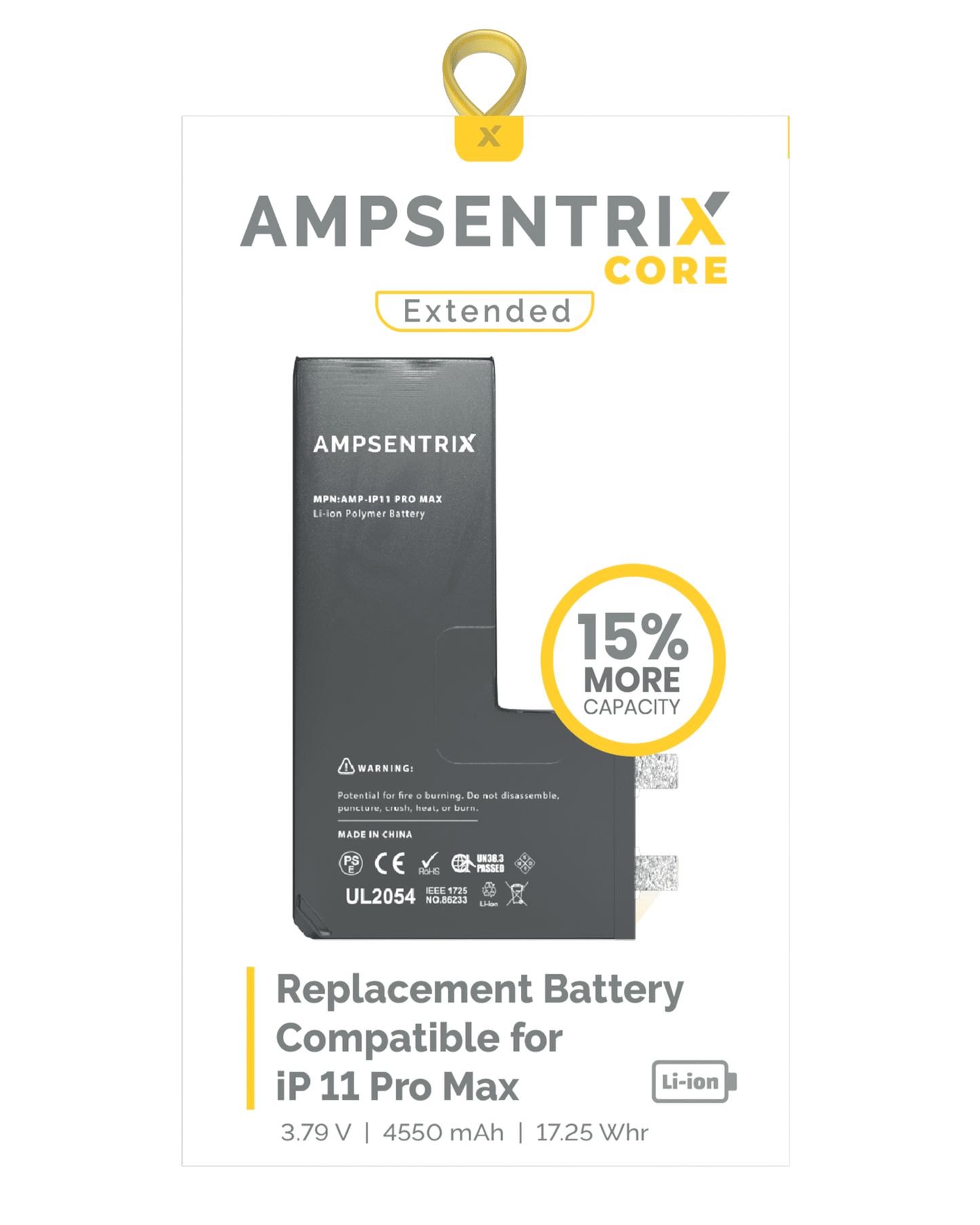 Replacement Battery For IPhone 11 Pro Max (Spot Welding Required) (AmpSentrix Core Extended)