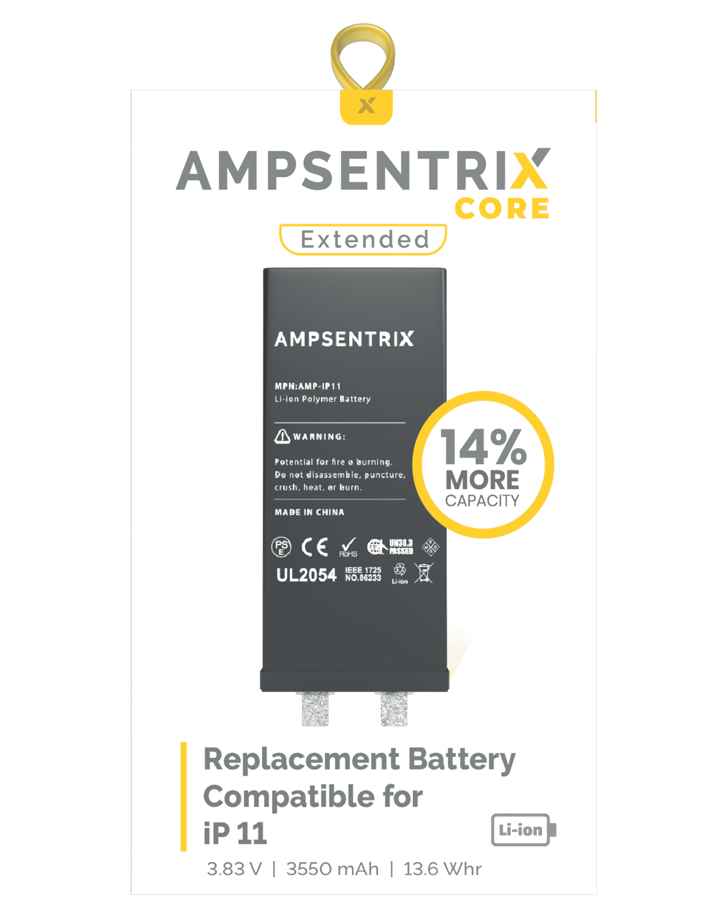 Replacement Battery For IPhone 11 (Spot Welding Required) (AmpSentrix Core Extended)
