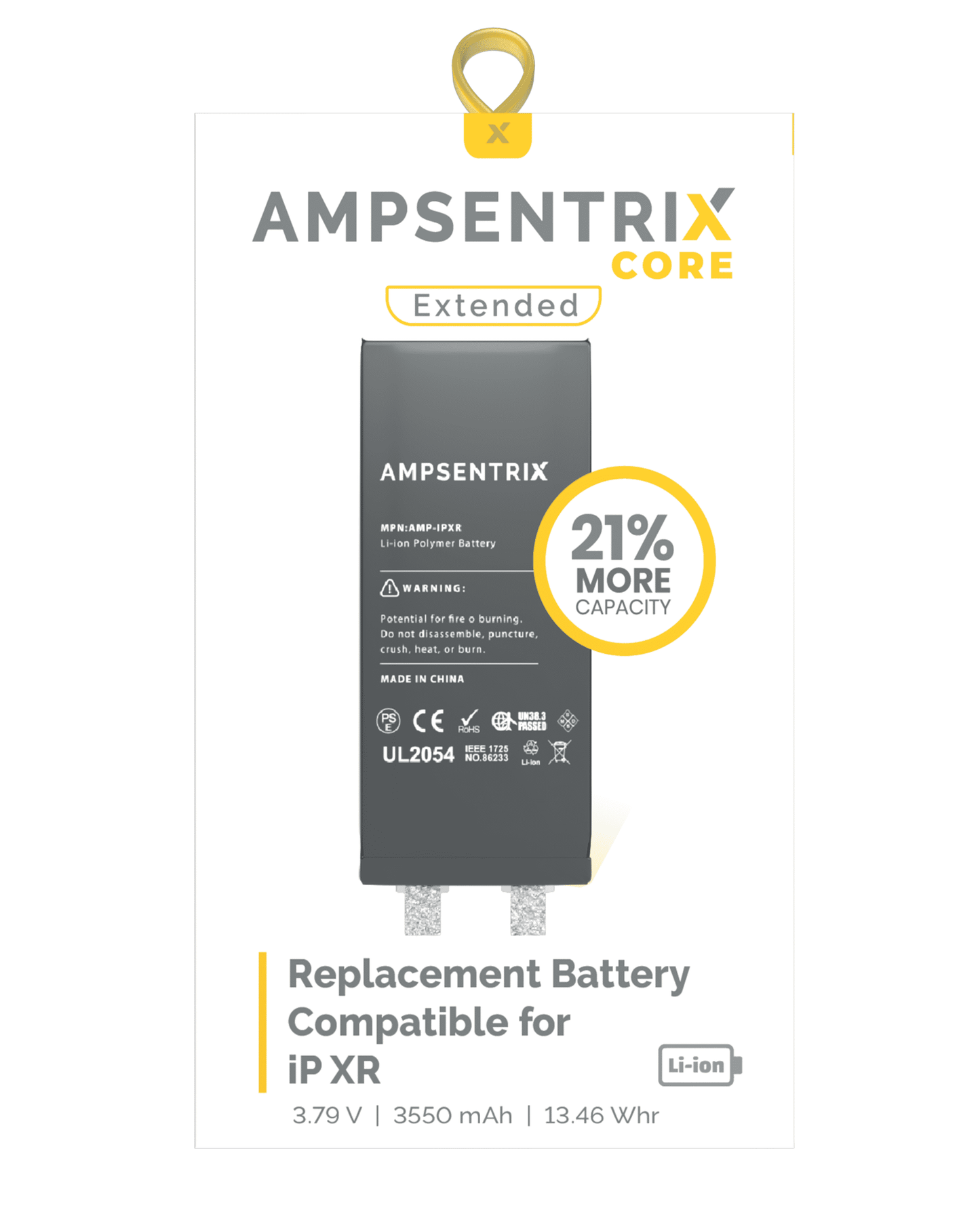 Replacement Battery For iPhone XR (Spot Welding Required) (AmpSentrix Core Extended)