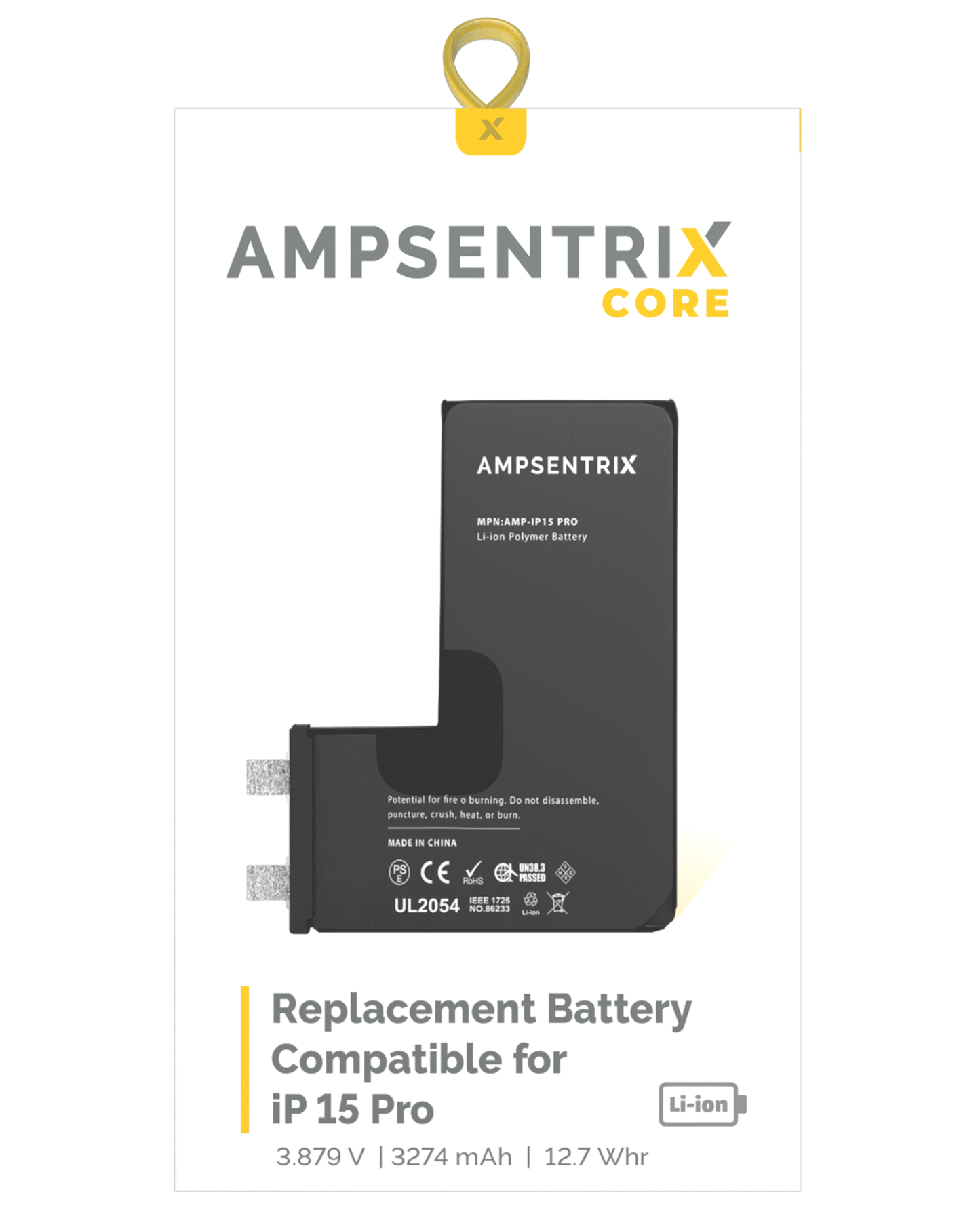 Replacement Battery Core For iPhone 15 Pro (Spot Welding Required) (AmpSentrix Core)