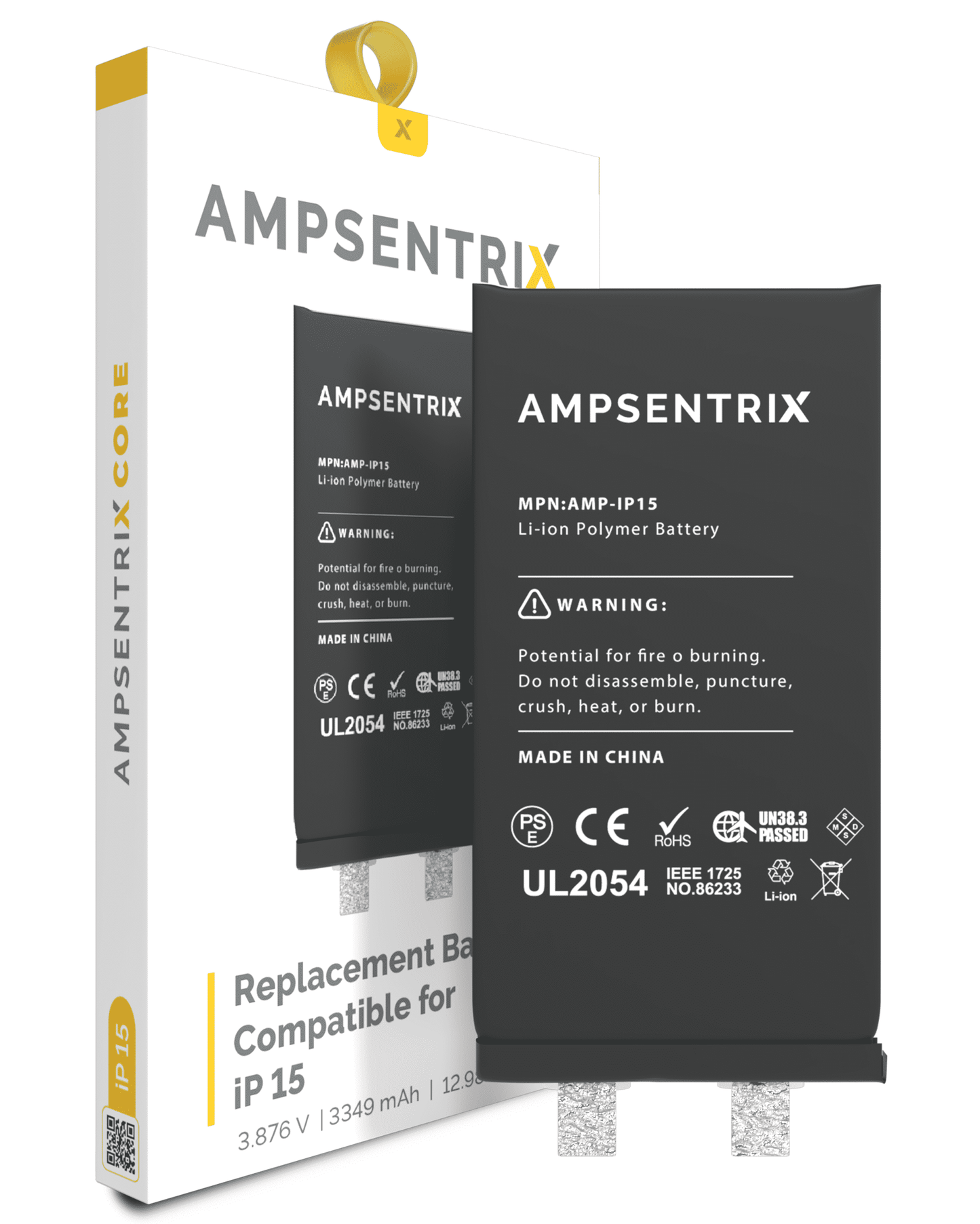 Replacement Battery Core For iPhone 15 (Spot Welding Required) (AmpSentrix Core)