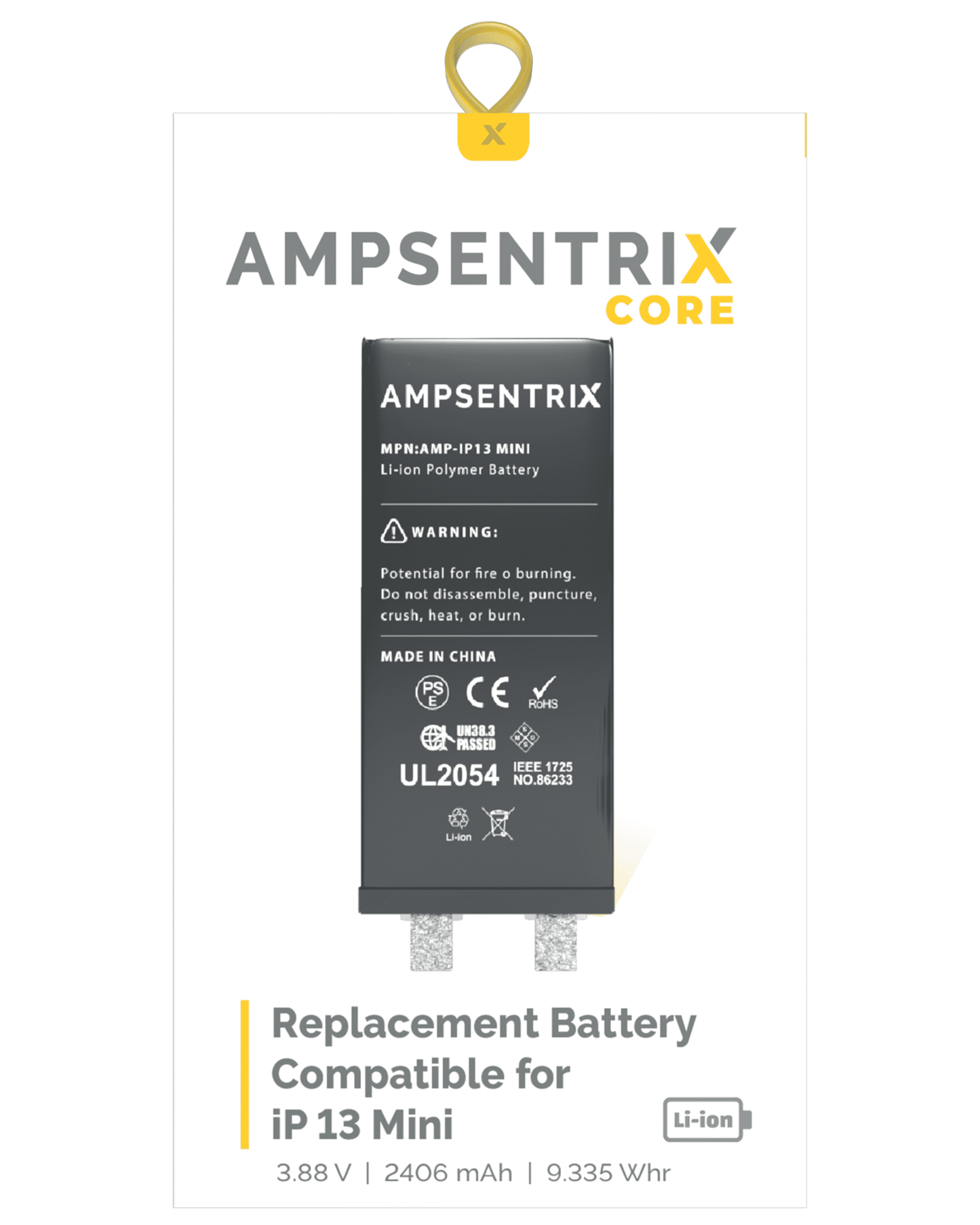 Replacement Battery Core For iPhone 13 Mini (Spot Welding Required) (AmpSentrix Core)