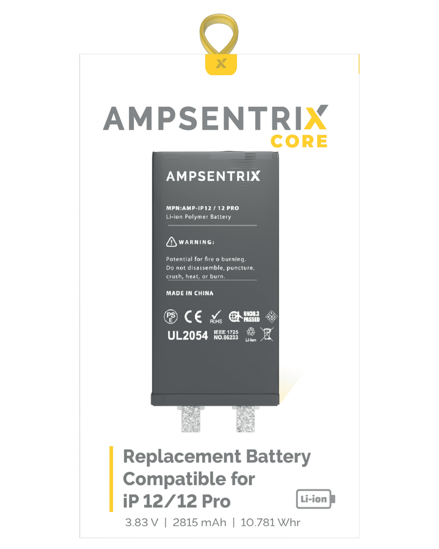 Replacement Battery Core For iPhone 12 / 12 Pro (Spot Welding Required) (AmpSentrix Core)