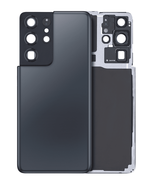 Back Cover Glass With Camera Lens For Samsung Galaxy S21 Ultra (No Logo) (Aftermarket Plus) (Phantom Navy)