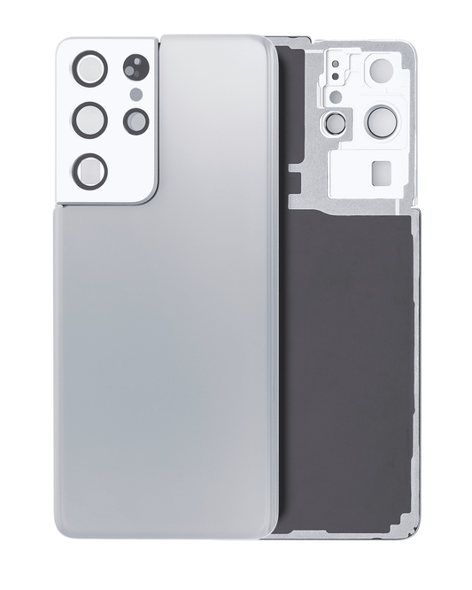 Back Cover Glass With Camera Lens For Samsung Galaxy S21 Ultra (No Logo) (Aftermarket Plus) (Phantom Silver)