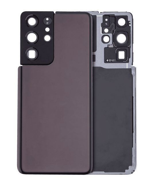 Back Cover Glass With Camera Lens For Samsung Galaxy S21 Ultra (No Logo) (Aftermarket Plus) (Phantom Brown)