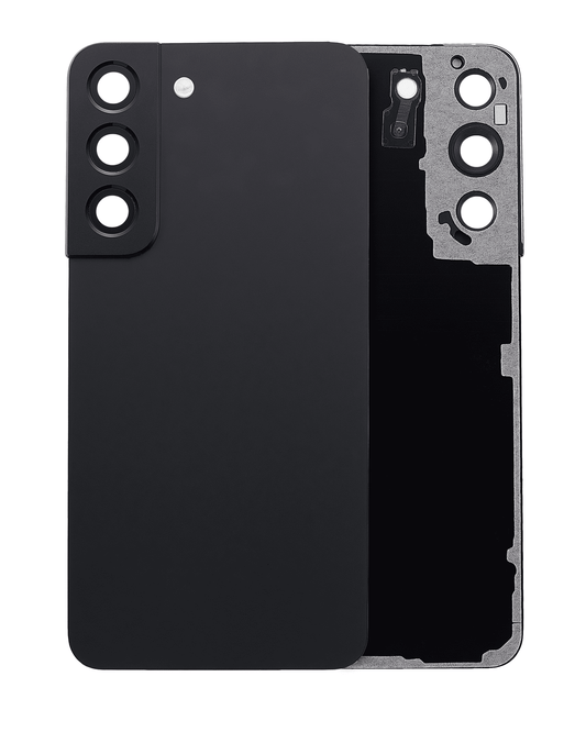 Back Cover Glass With Camera Lens For Samsung Galaxy S22 5G (No Logo) (Aftermarket Plus) (Phantom Black)