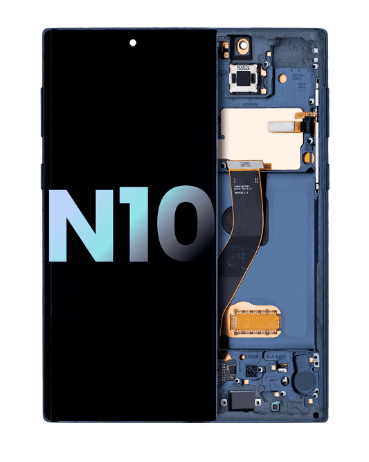 OLED Assembly With Frame For Samsung Galaxy Note 10 (Service Pack) (Aura Glow / Silver)