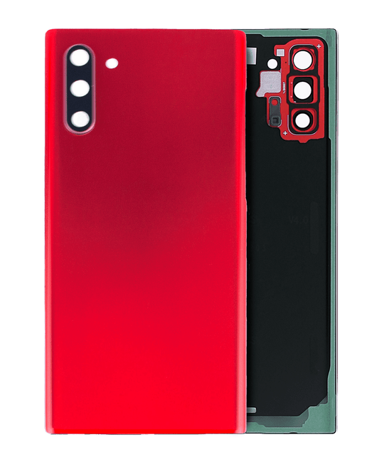 Back Cover Glass With Camera Lens For Samsung Galaxy Note 10 (No Logo) (Aftermarket Plus) (Aura Red)