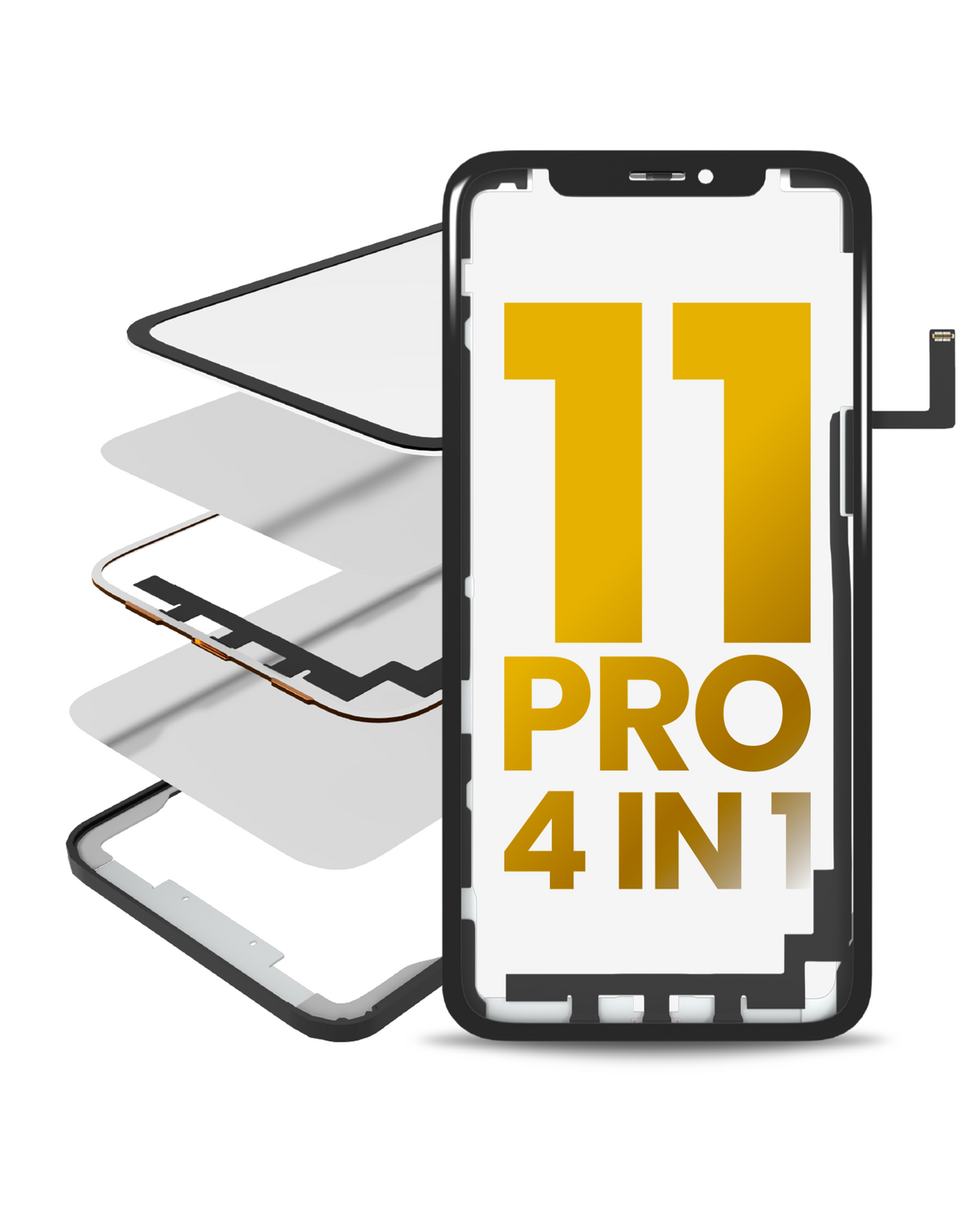 4 in 1 Long Flex (Digitizer Touch With Glass + OCA + Frame Pre-installed) For iPhone 11 Pro (OCA Master)