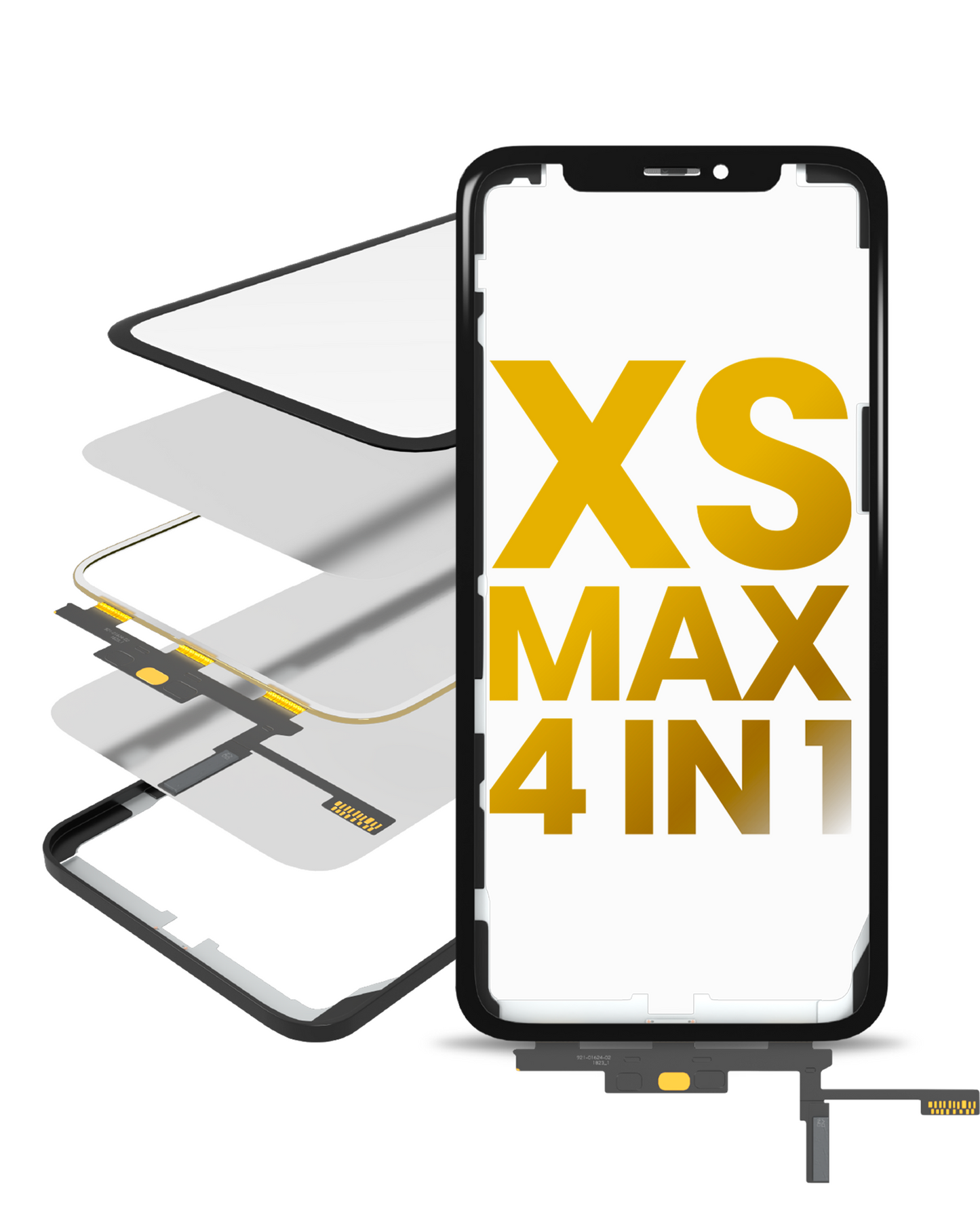 4 in 1 Short Flex (Digitizer Touch With Glass + OCA + Frame Pre-installed) For iPhone XS Max (OCA Master)