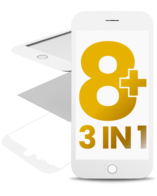 3 in 1 (Glass With OCA Pre-Installed + Frame) For iPhone 8 Plus (OCA Master) (2 Pack) (White)
