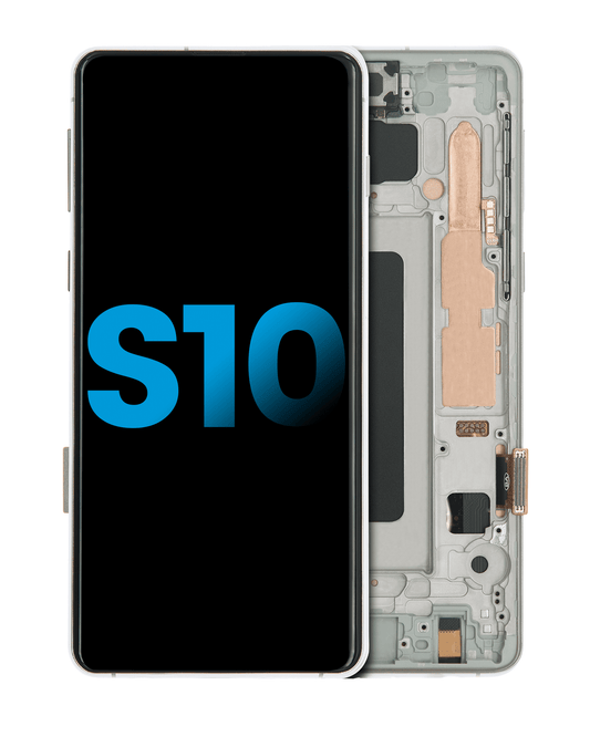 LCD Assembly With Frame (Without Fingerprint Sensor) For Samsung Galaxy S10 (Aftermarket Plus: TFT) (Prism White)
