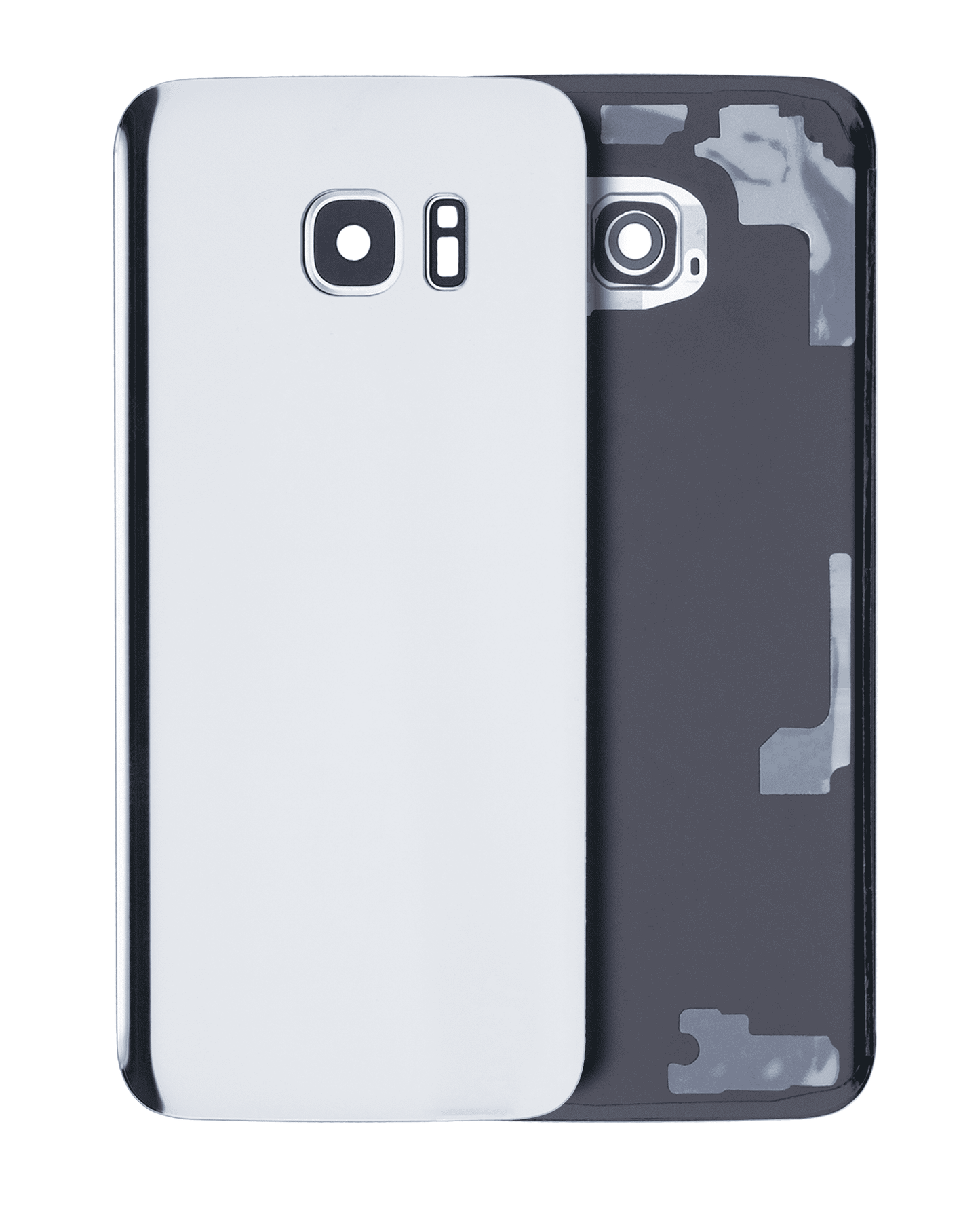 Back Cover Glass With Camera Lens For Samsung Galaxy S7 Edge (No Logo) (Aftermarket Plus) (Silver)