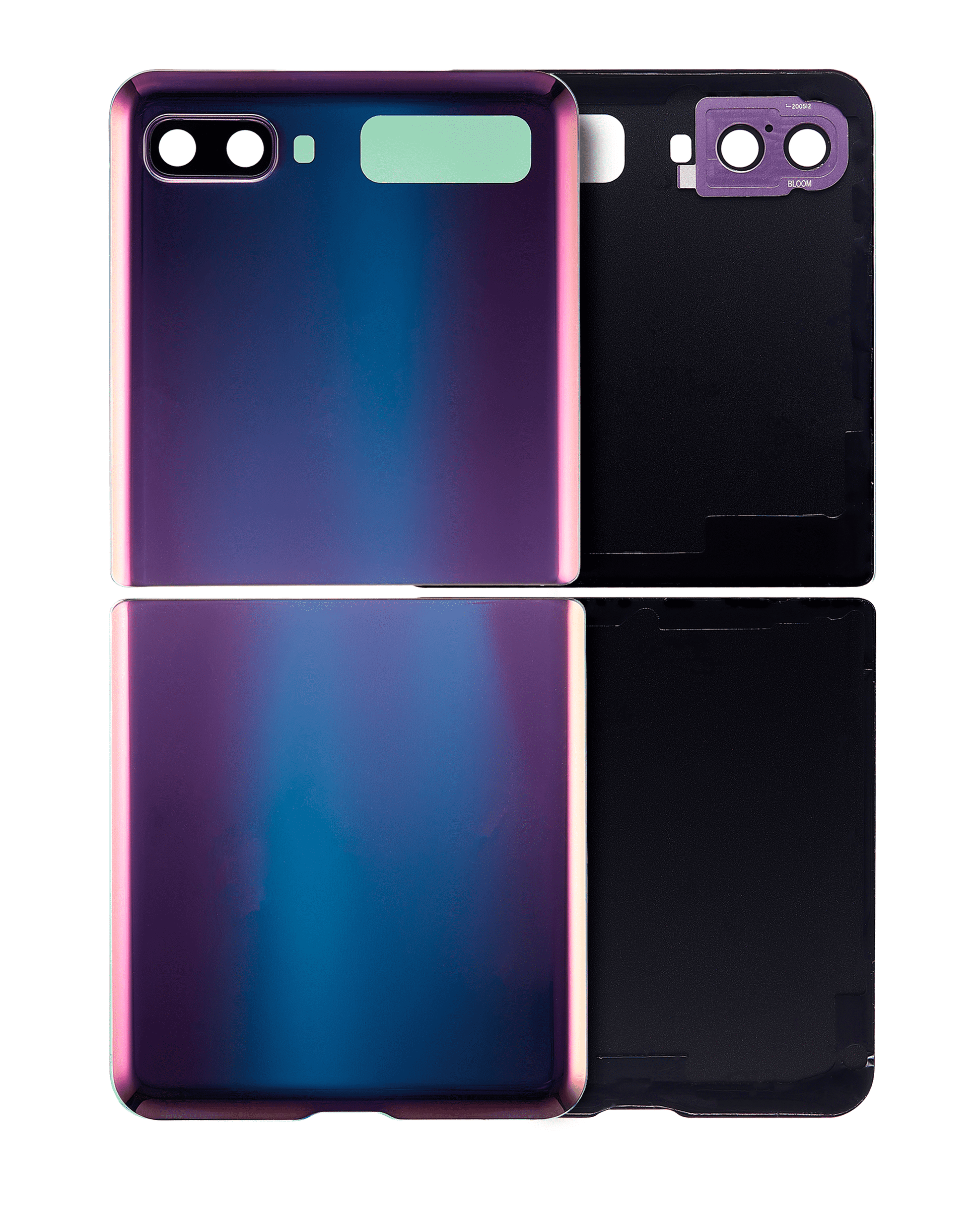 Top & Bottom Back Cover Glass With Camera Lens For Samsung Galaxy Z Flip 4G (F700) / Z Flip 5G (F707) (Aftermarket Plus) (Mirror Purple) - Main View