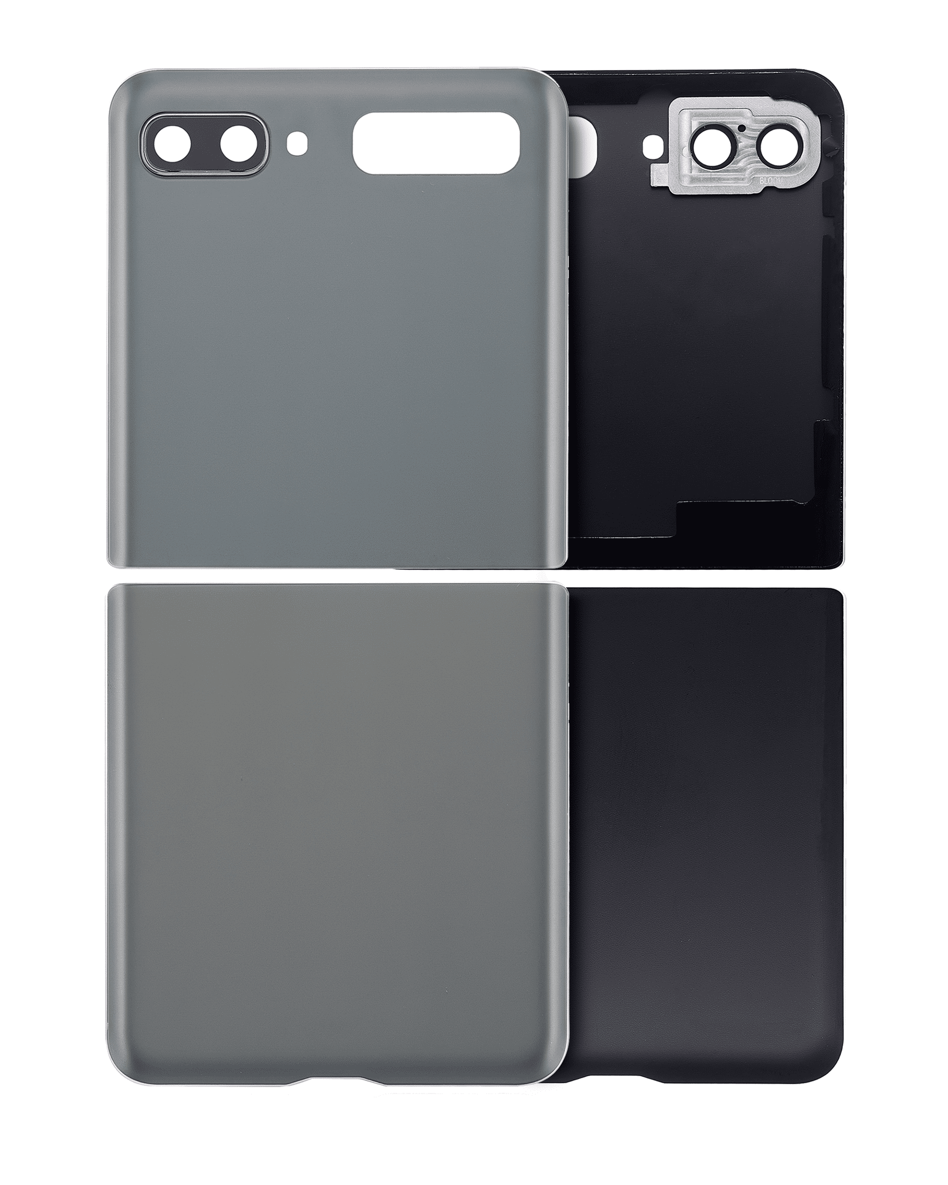 Top & Bottom Back Cover Glass With Camera Lens For Samsung Galaxy Z Flip 4G (F700) / Z Flip 5G (F707) (Aftermarket Plus) (Mystic Gray) - Main View
