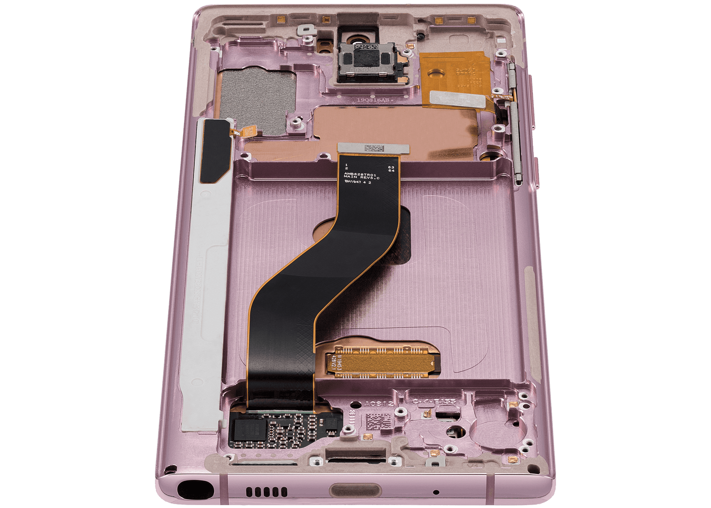 OLED Assembly With Frame For Samsung Galaxy Note 10 (Refurbished) (Aura Glow / Silver)