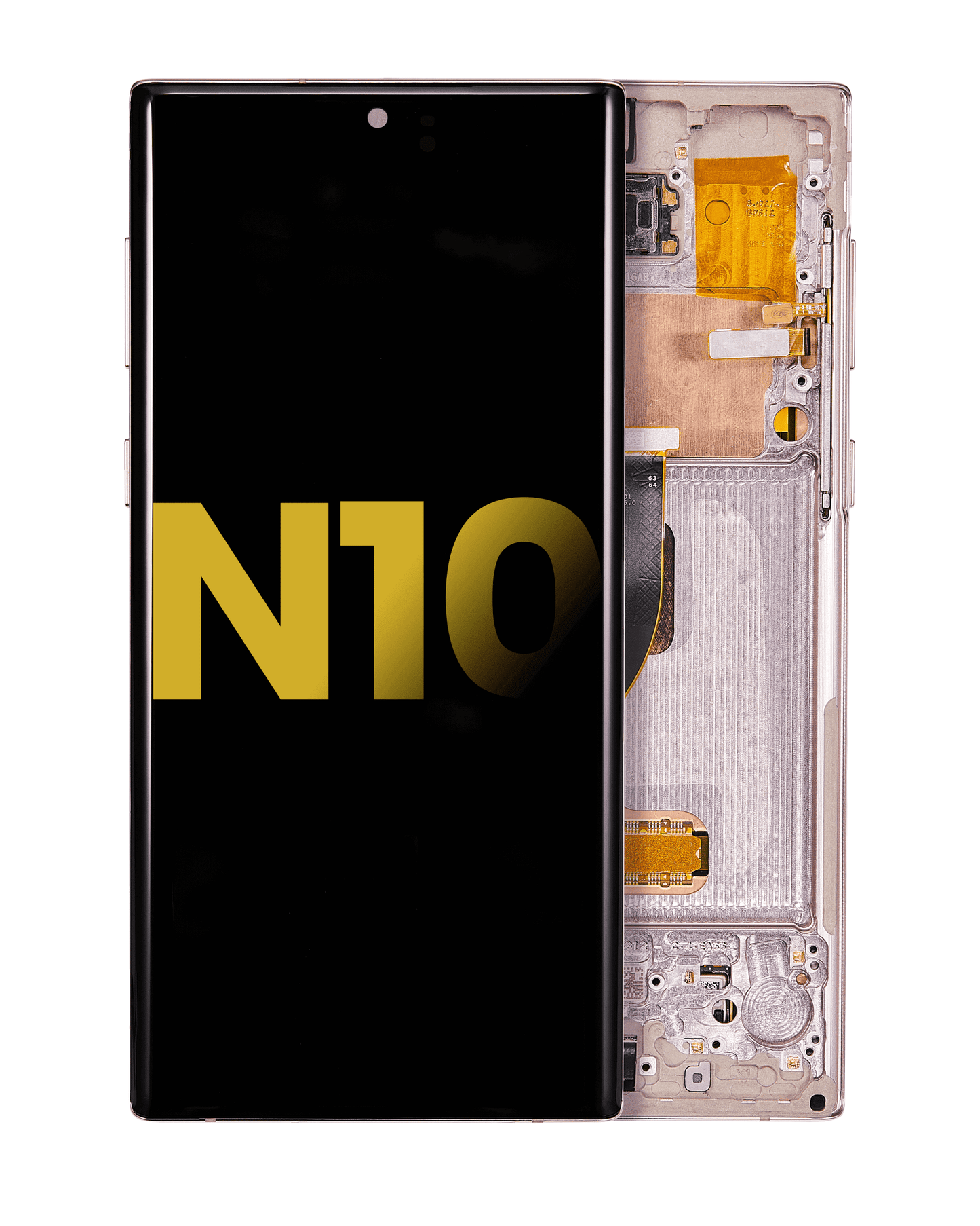 OLED Assembly With Frame For Samsung Galaxy Note 10 (Refurbished) (Aura Glow / Silver)
