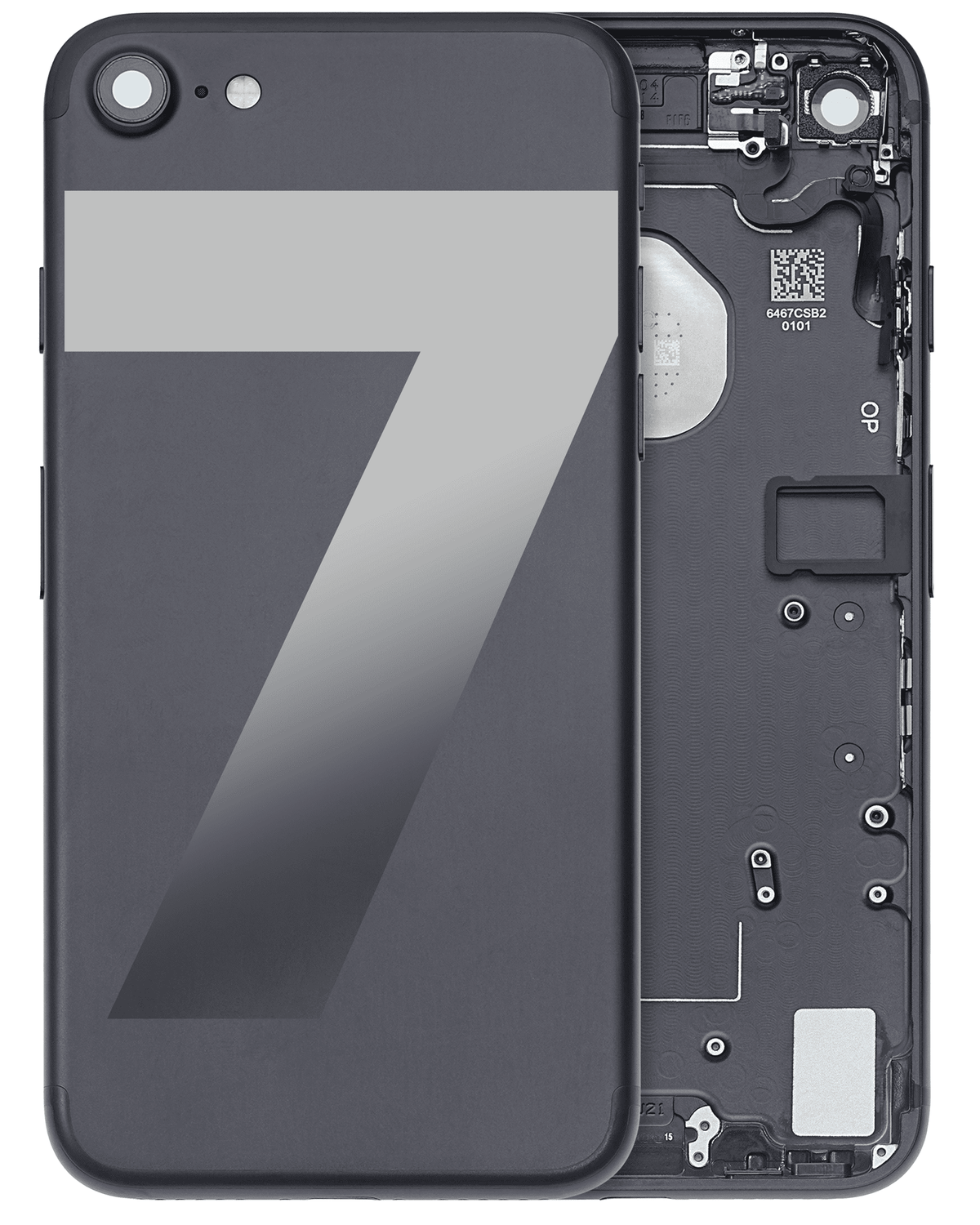 Back Housing W/ Small Parts For iPhone 7 (Used OEM Pull: Grade A) (Matte Black)