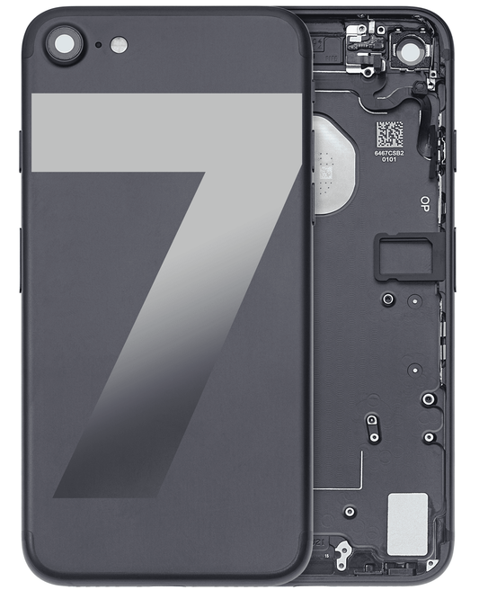 Back Housing W/ Small Parts For iPhone 7 (Used OEM Pull: Grade A) (Matte Black)