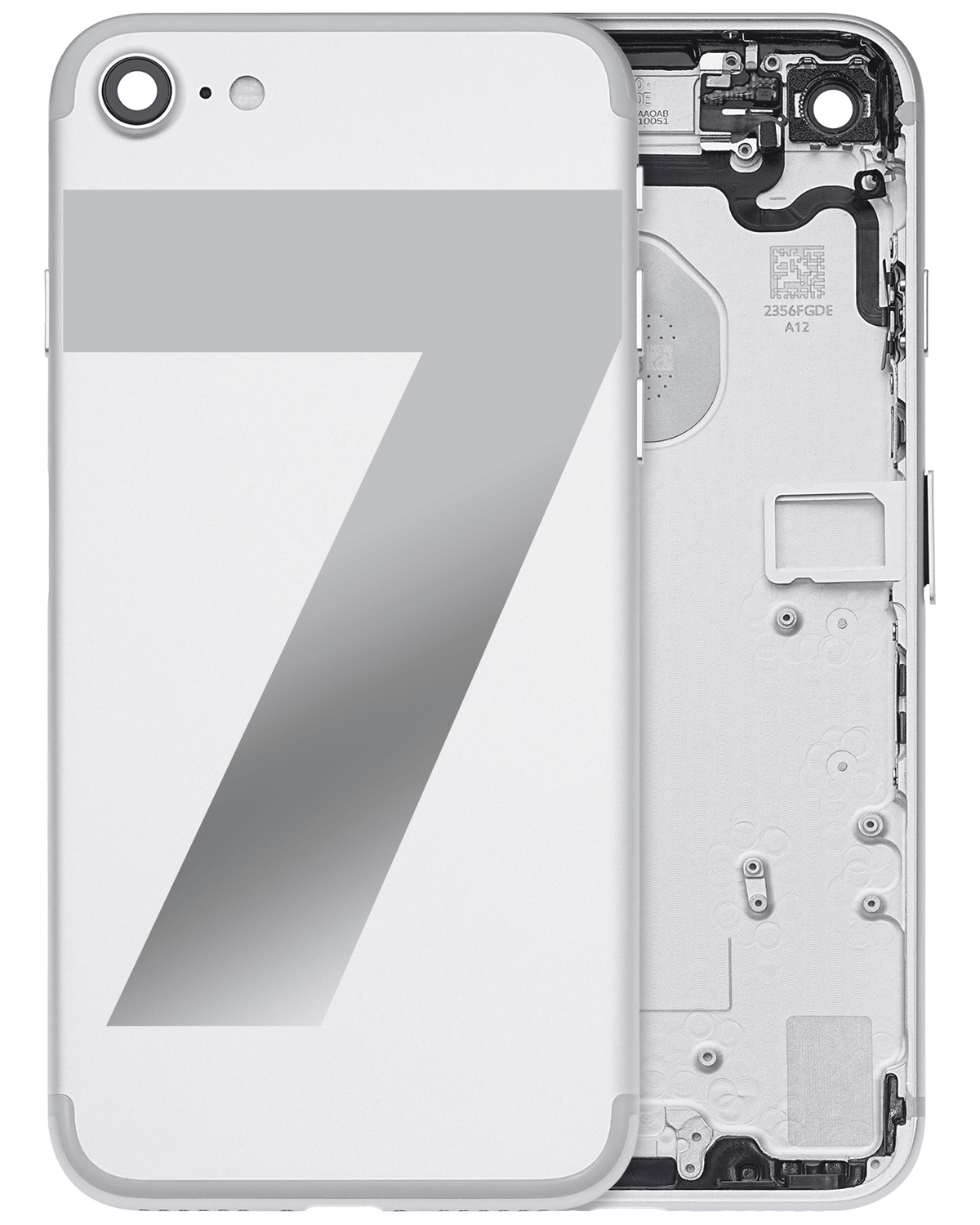 Back Housing W/ Small Parts For iPhone 7 (Used OEM Pull: Grade A) (Silver)