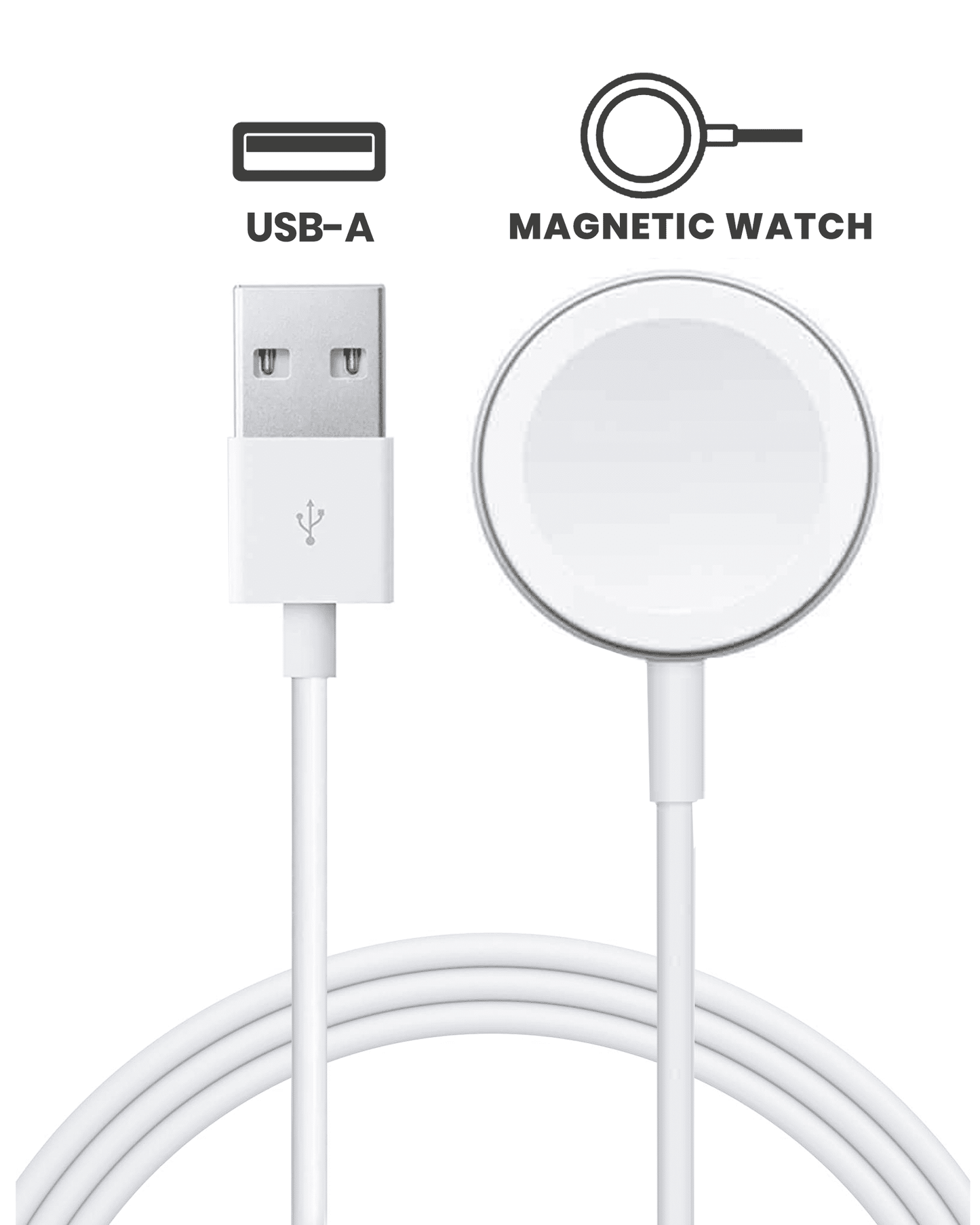 Apple USB-A Magnetic Charging Cable (2m, 6ft) (OEM Grade A, Bulk Packaging)