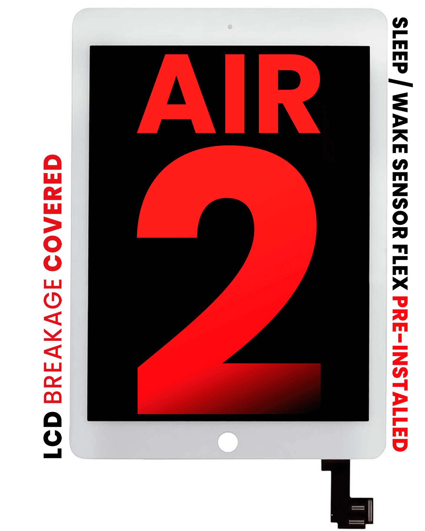 LCD Assembly With Digitizer For iPad Air 2 (Aftermarket Pro: XO7) (White)