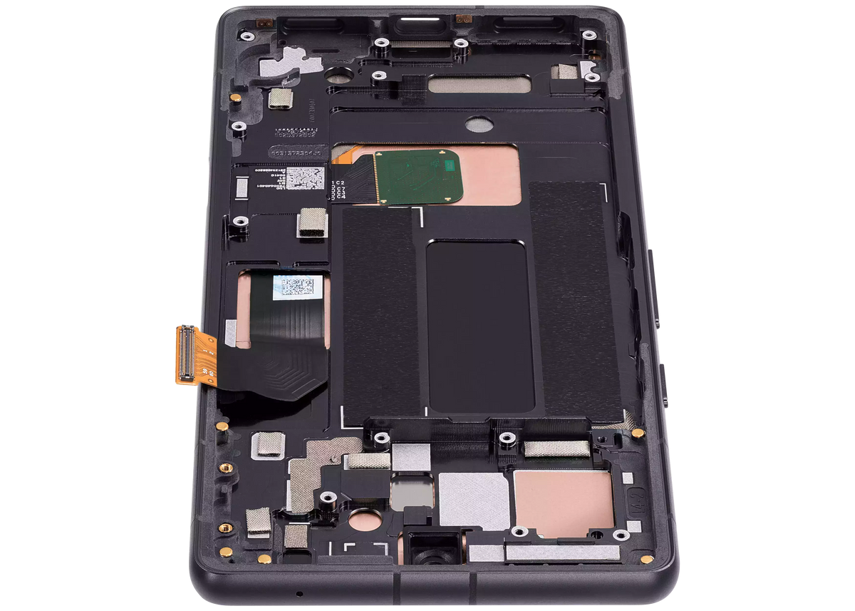 OLED Assembly With Frame (With Fingerprint Sensor ) For Google Pixel 7a 5G (Refurbished) (Charcoal) - phone repair part close-up