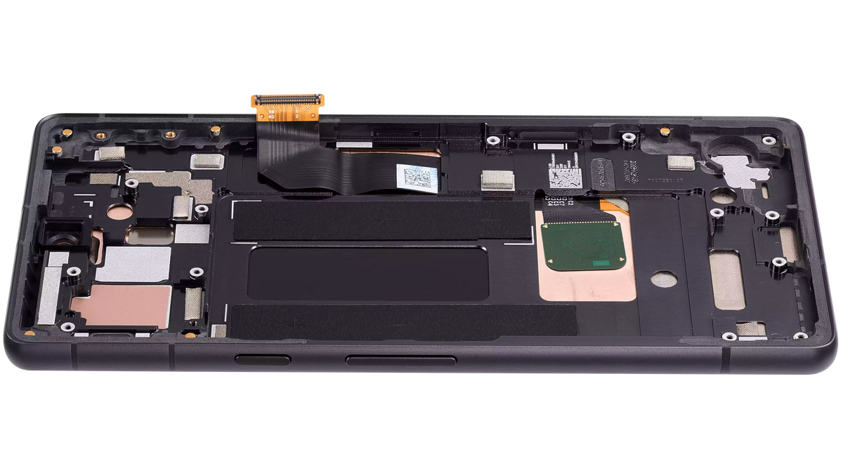 OLED Assembly With Frame (With Fingerprint Sensor ) For Google Pixel 7a 5G (Refurbished) (Charcoal) - replacement part additional angle