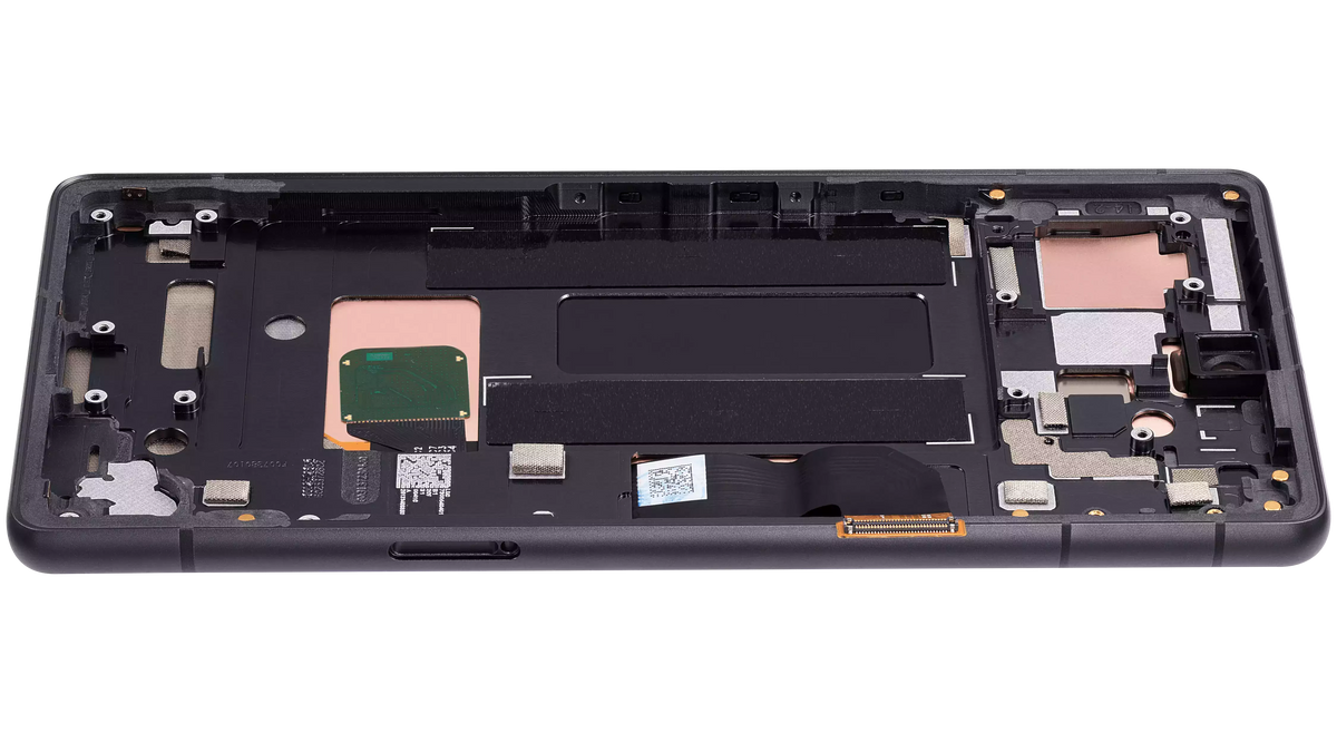OLED Assembly With Frame (With Fingerprint Sensor ) For Google Pixel 7a 5G (Refurbished) (Charcoal) - repair component detailed angle