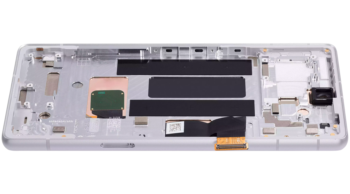 OLED Assembly With Frame (With Fingerprint Sensor ) For Google Pixel 7a 5G (Refurbished) (Snow) - repair component detailed angle