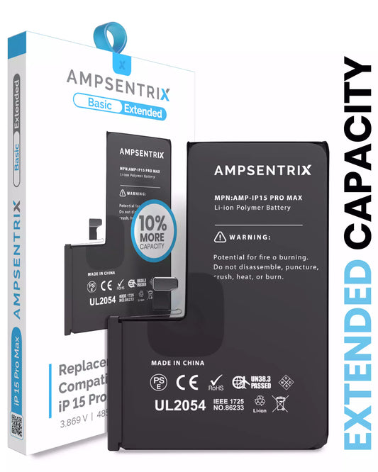 Replacement Battery For iPhone 15 Pro Max (AmpSentrix Basic Extended)