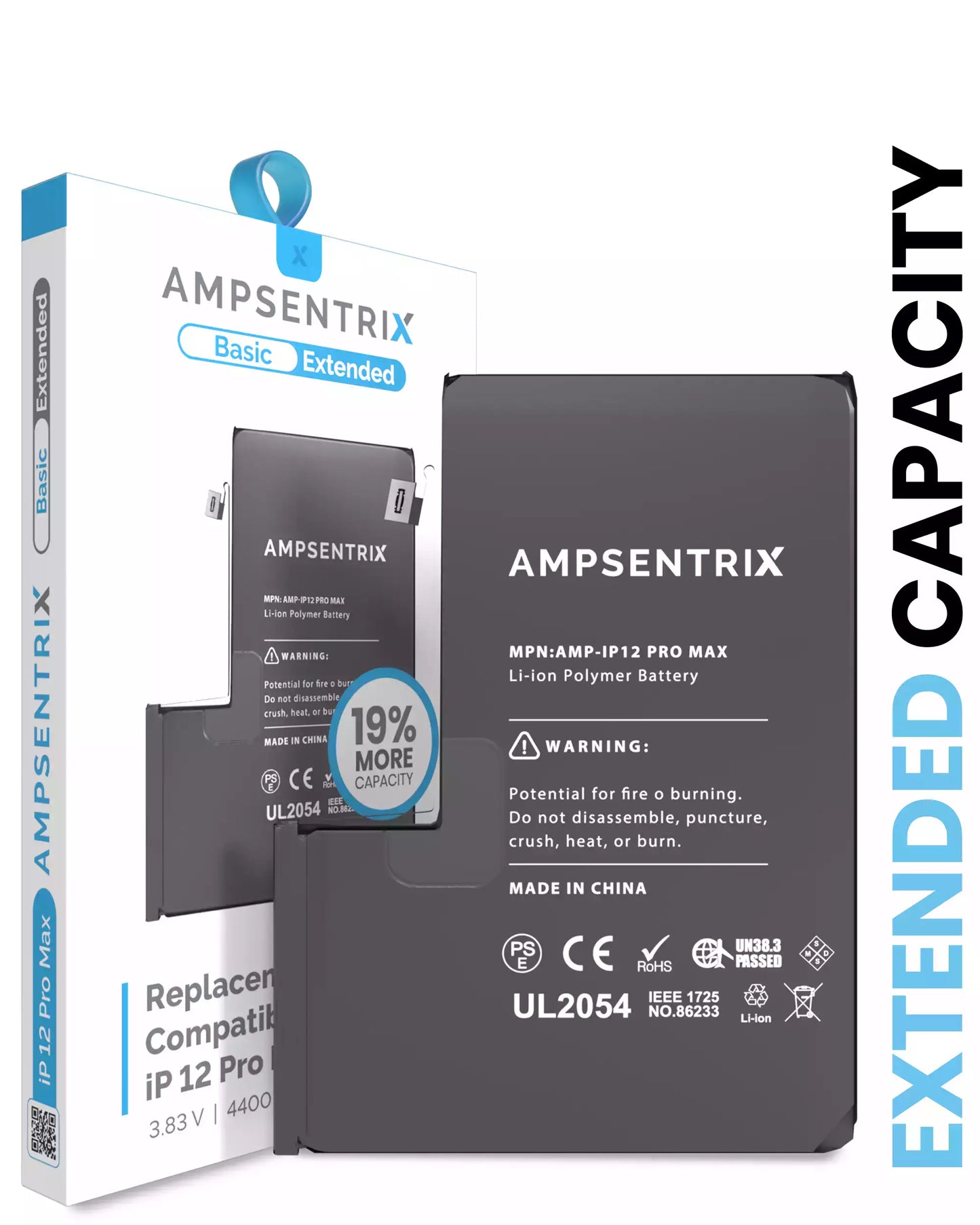 Replacement Battery For iPhone 12 Pro Max (AmpSentrix Basic Extended)