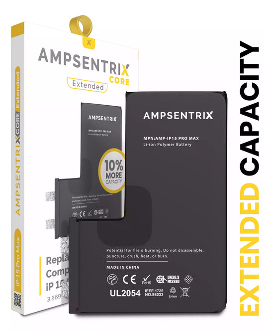 Replacement Battery For iPhone 15 Pro Max (Spot Welding Required) (AmpSentrix Core Extended)