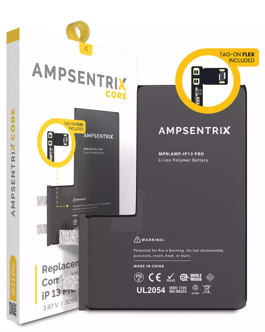 Replacement Battery Core with Universal Tag-On Flex For iPhone 13 Pro (Spot Welding Required) (AmpSentrix Core)