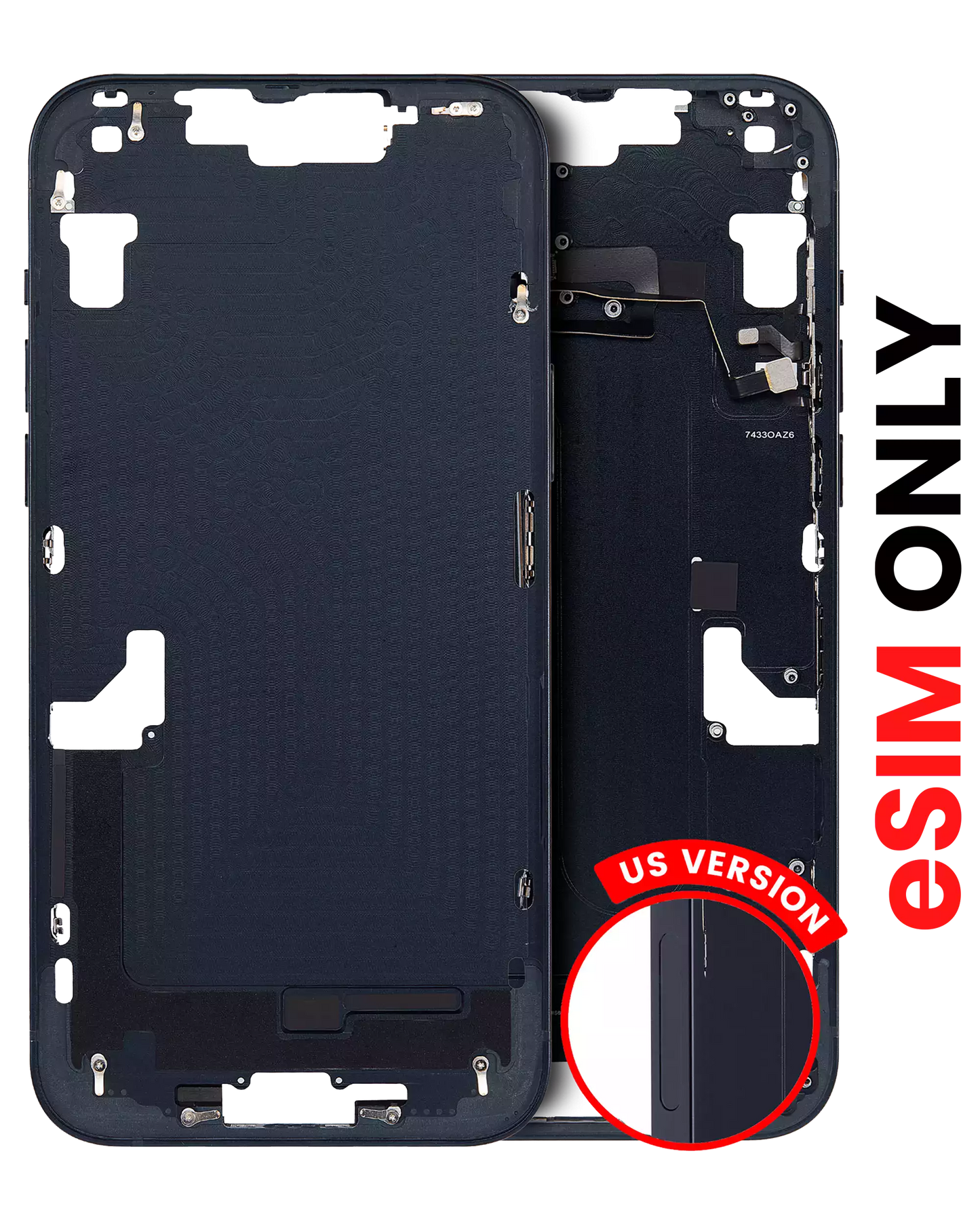 Mid-Frame Housing W/ Small Parts For iPhone 14 (US Version) (Aftermarket Plus) (Midnight)