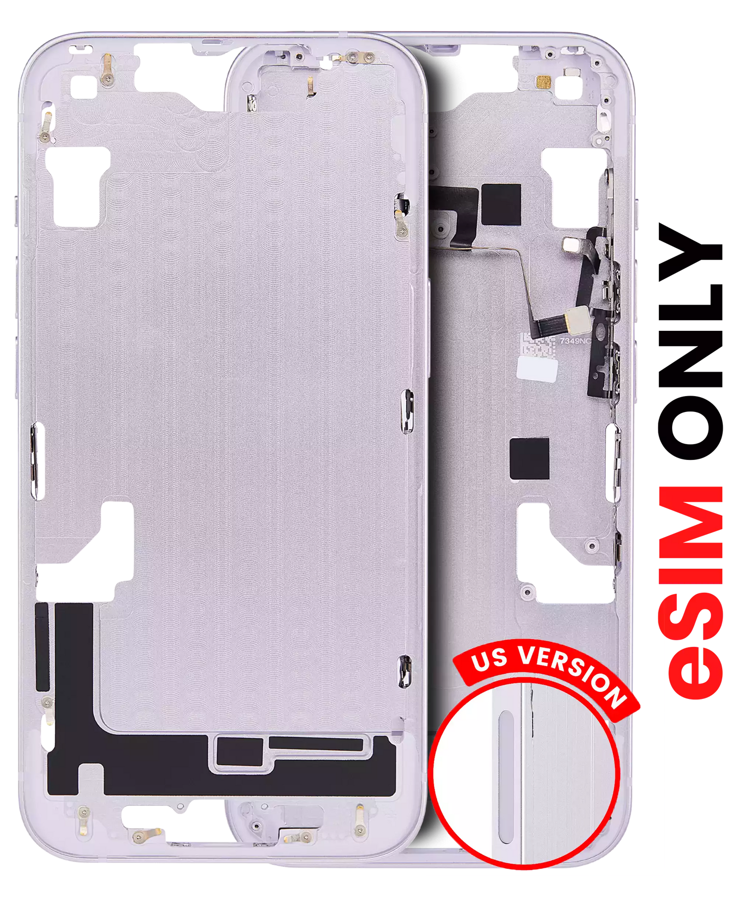 Mid-Frame Housing W/ Small Parts For iPhone 14 (US Version) (Aftermarket Plus) (Purple)