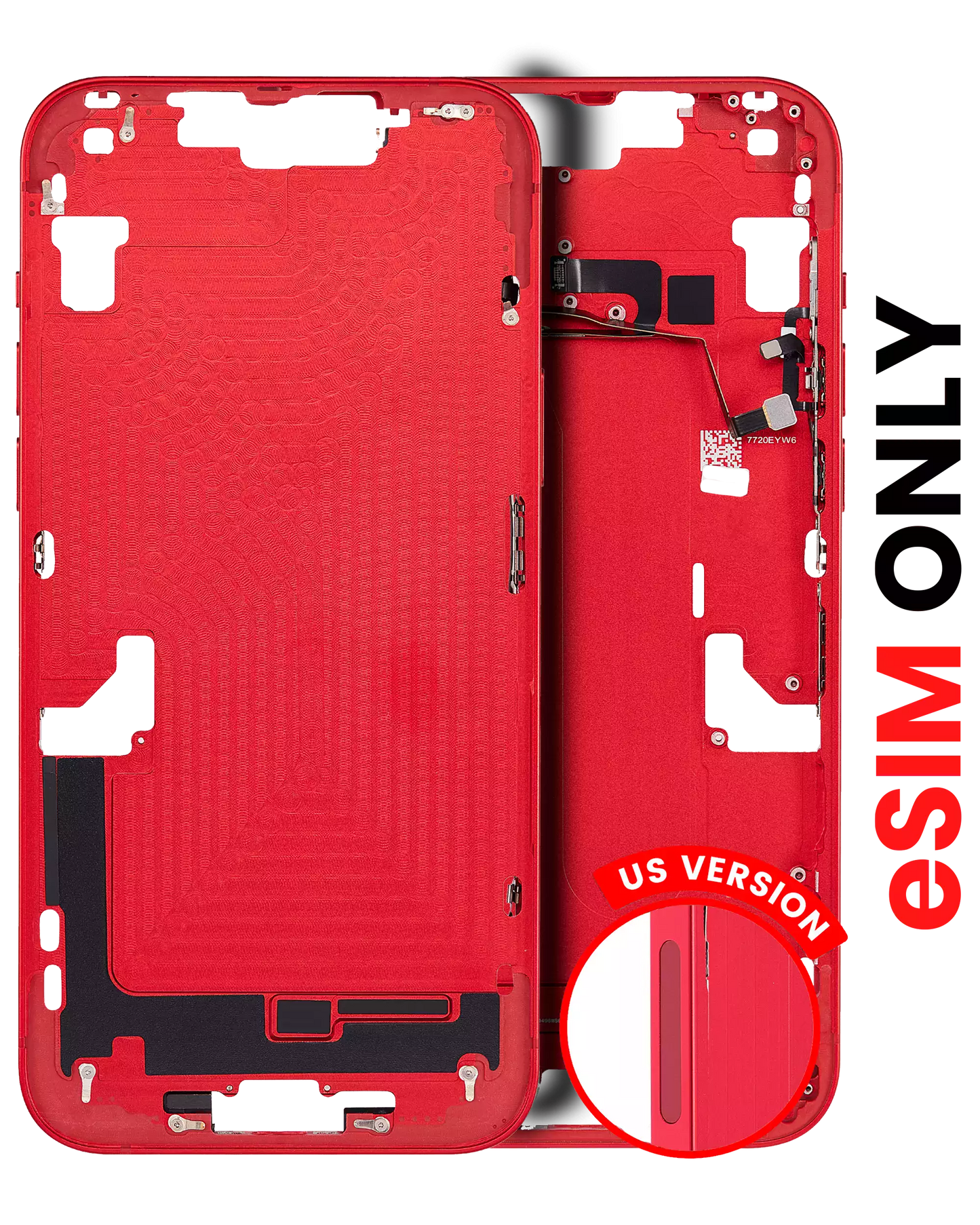 Mid-Frame Housing W/ Small Parts For iPhone 14 (US Version) (Aftermarket Plus) (Red)