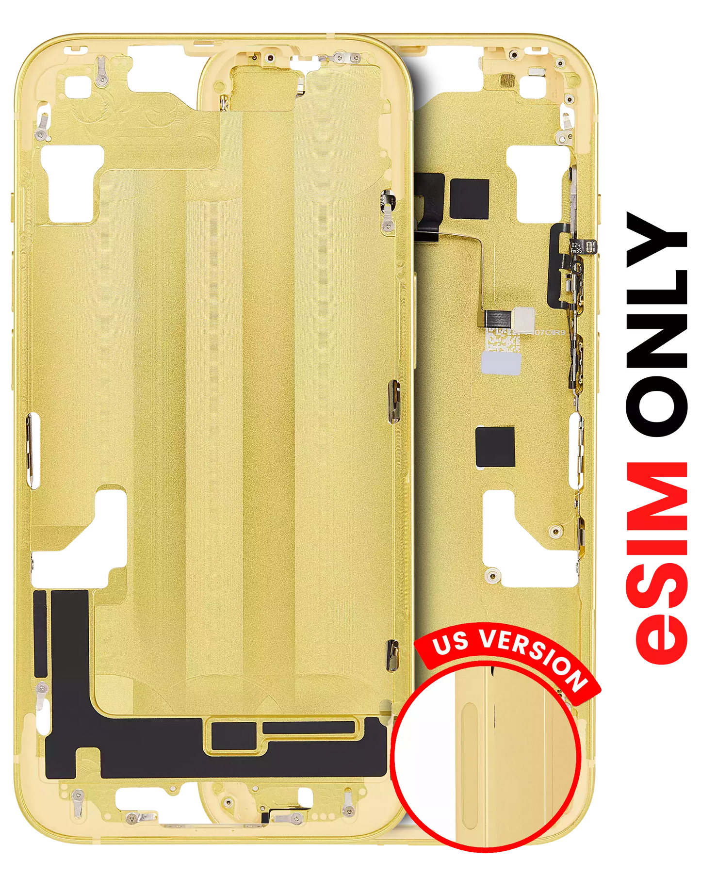 Mid-Frame Housing W/ Small Parts For iPhone 14 (US Version) (Aftermarket Plus) (Yellow)