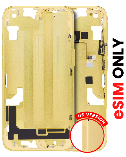 Mid-Frame Housing W/ Small Parts For iPhone 14 (US Version) (Aftermarket Plus) (Yellow)