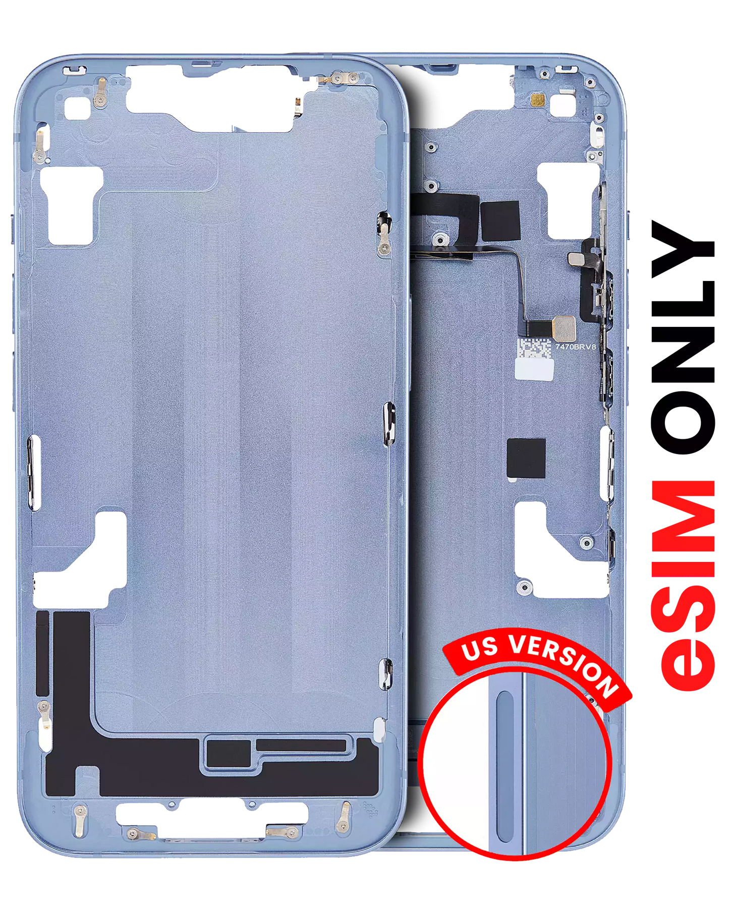 Mid-Frame Housing W/ Small Parts For iPhone 14 Plus (US Version) (Aftermarket Plus) (Blue)