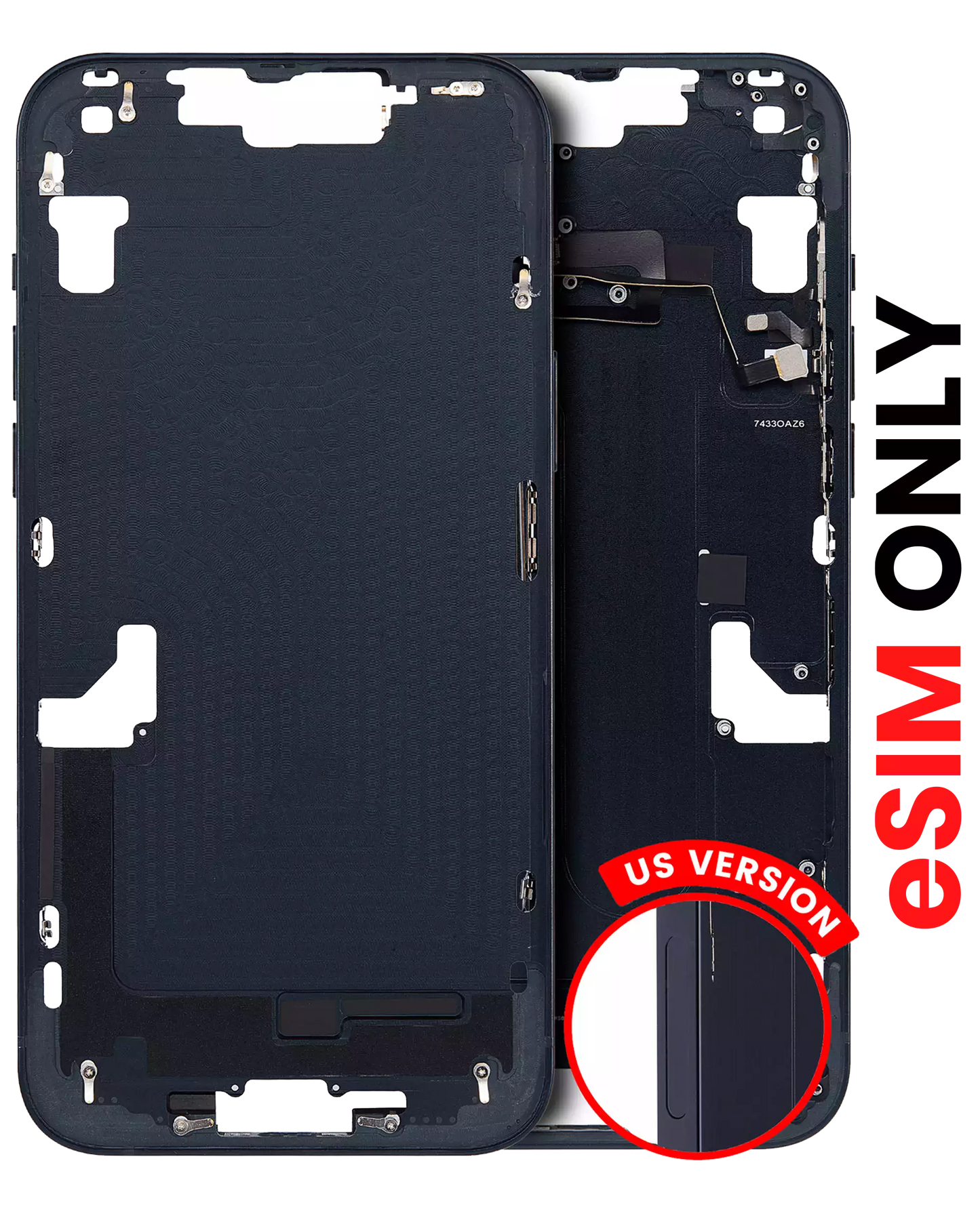 Mid-Frame Housing W/ Small Parts For iPhone 14 Plus (US Version) (Aftermarket Plus) (Midnight)