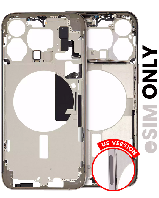 Mid-Frame Housing W/ Small Parts For iPhone 15 Pro Max (US Version) (Used OEM Pull: Grade C) (Natural Titanium)