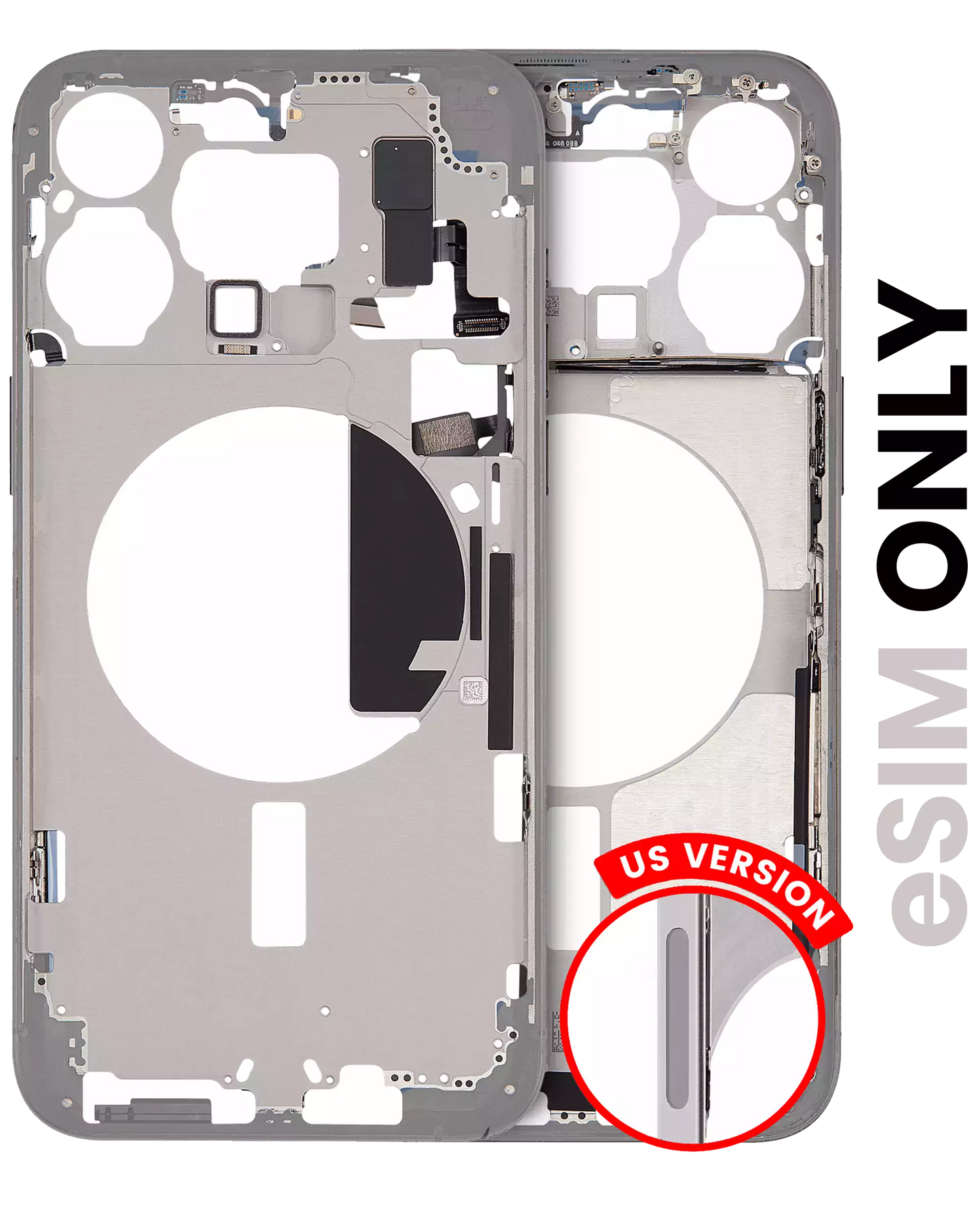 Mid-Frame Housing W/ Small Parts For iPhone 15 Pro Max (US Version) (Used OEM Pull: Grade C) (White Titanium)