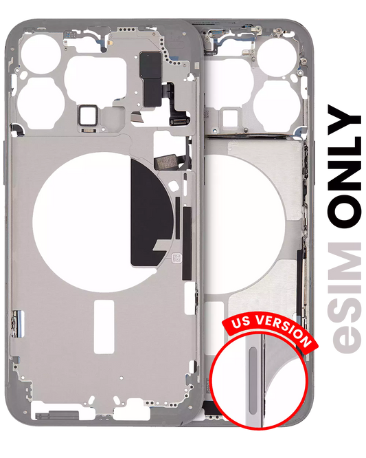 Mid-Frame Housing W/ Small Parts For iPhone 15 Pro Max (US Version) (Used OEM Pull: Grade C) (White Titanium)