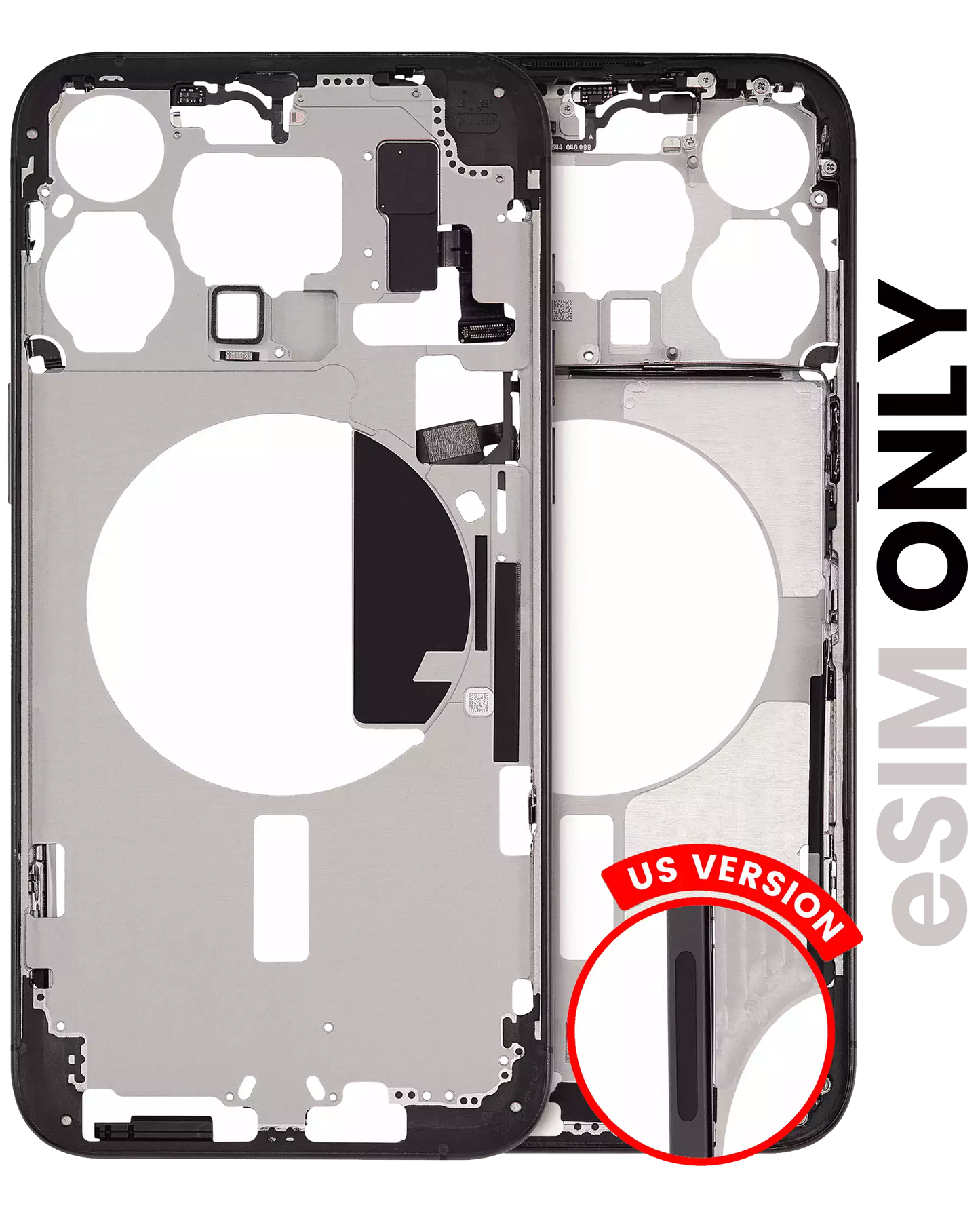 Mid-Frame Housing W/ Small Parts For iPhone 15 Pro Max (US Version) (Used OEM Pull: Grade C) (Black Titanium)