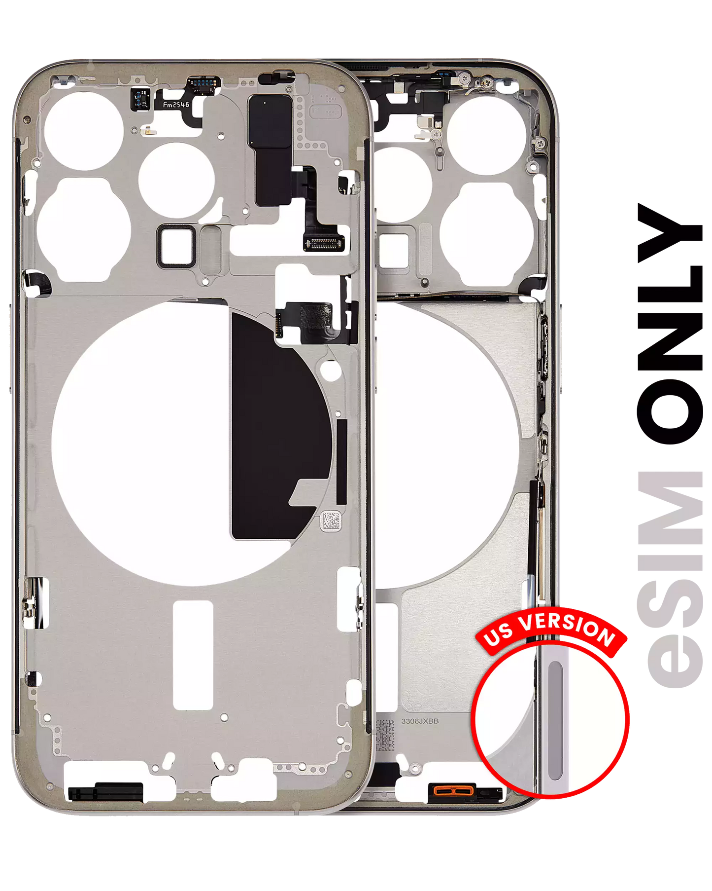 Mid-Frame Housing W/ Small Parts For iPhone 15 Pro (US Version) (Used OEM Pull: Grade C) (Natural Titanium)