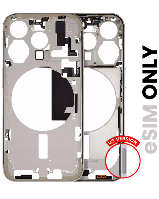 Mid-Frame Housing W/ Small Parts For iPhone 15 Pro (US Version) (Used OEM Pull: Grade C) (Natural Titanium)