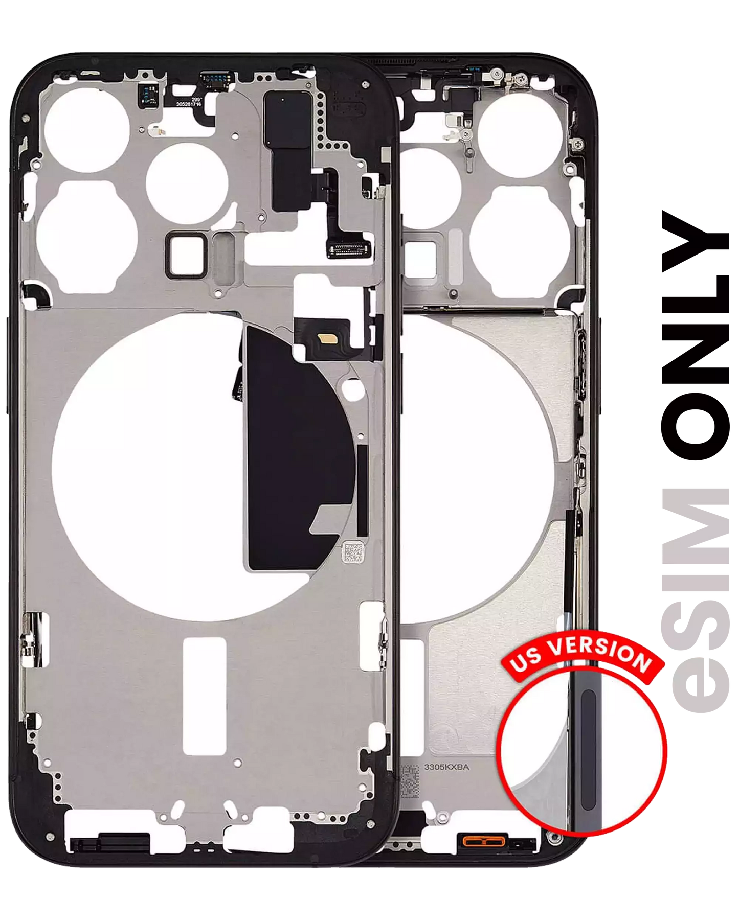 Mid-Frame Housing W/ Small Parts For iPhone 15 Pro (US Version) (Used OEM Pull: Grade C) (Black Titanium)